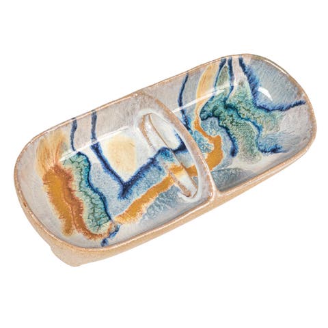 Abstract Line Stoneware Server, Multicolor