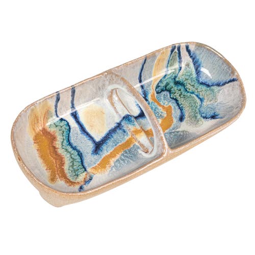 Storied Home Abstract Line Stoneware Server, Multicolor