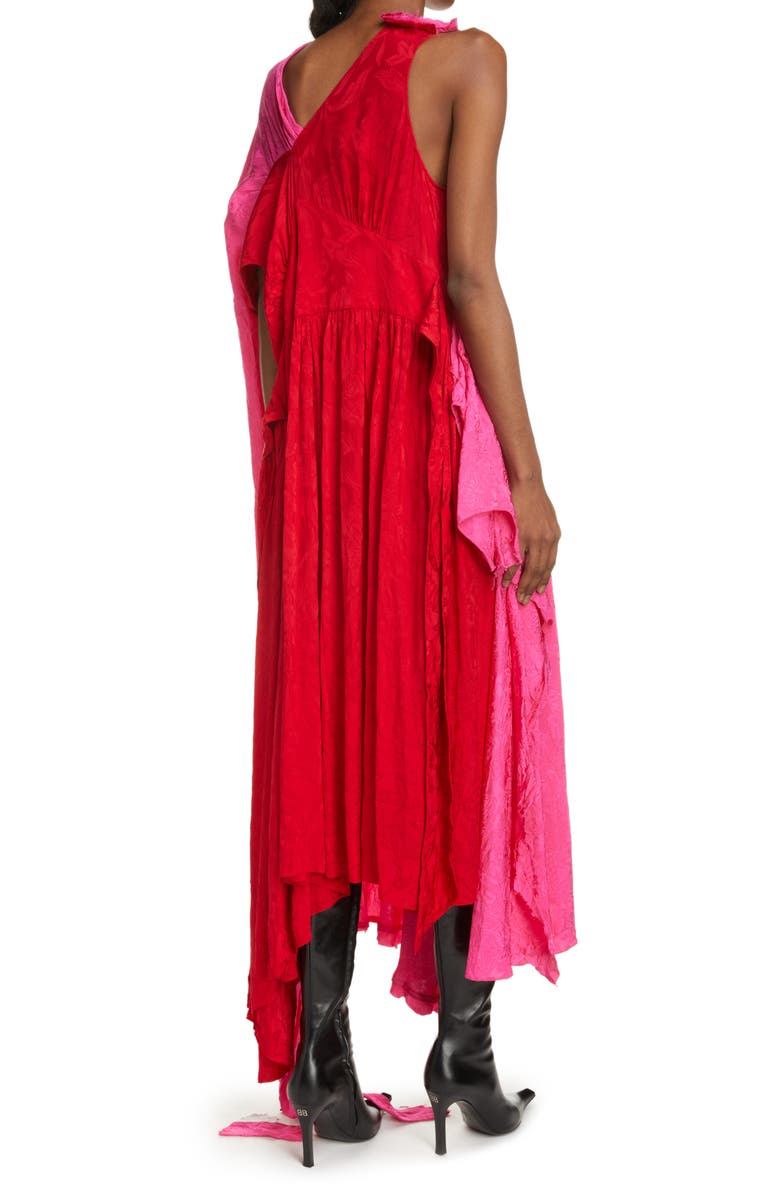 Balenciaga Floral Jacquard Logo Asymmetric One-Shoulder Dress, Alternate, color, 