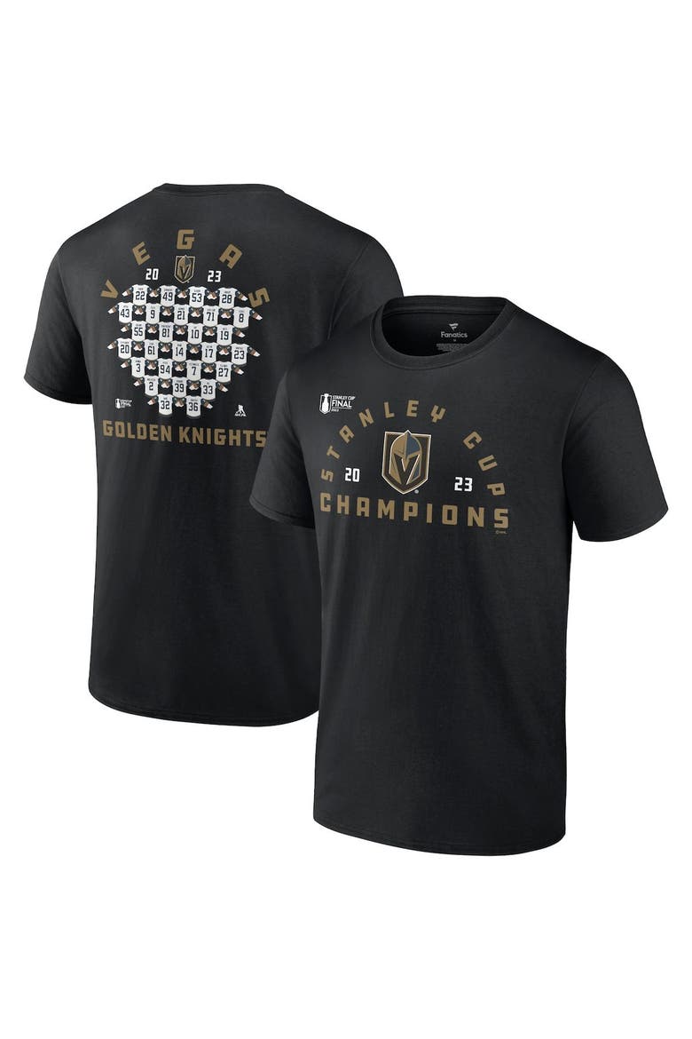 Men's Fanatics Branded  Black Vegas Golden Knights 2023 Stanley Cup Champions Jersey Roster T-Shirt, Alternate, color, Black