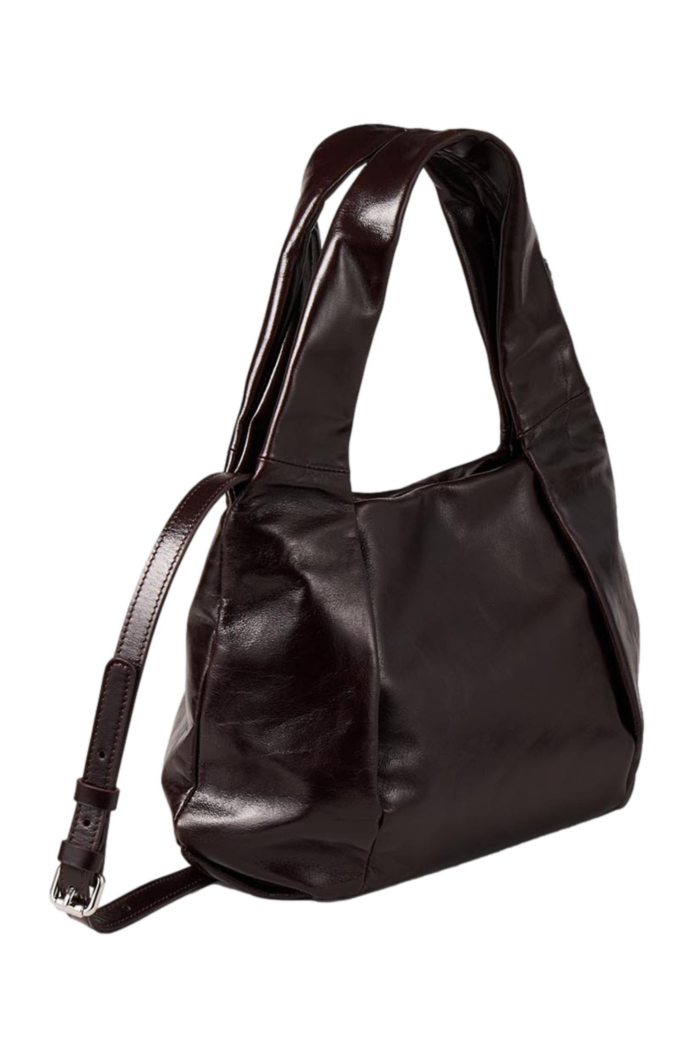 SANDRO Small shiny leather bag, Alternate, color, 