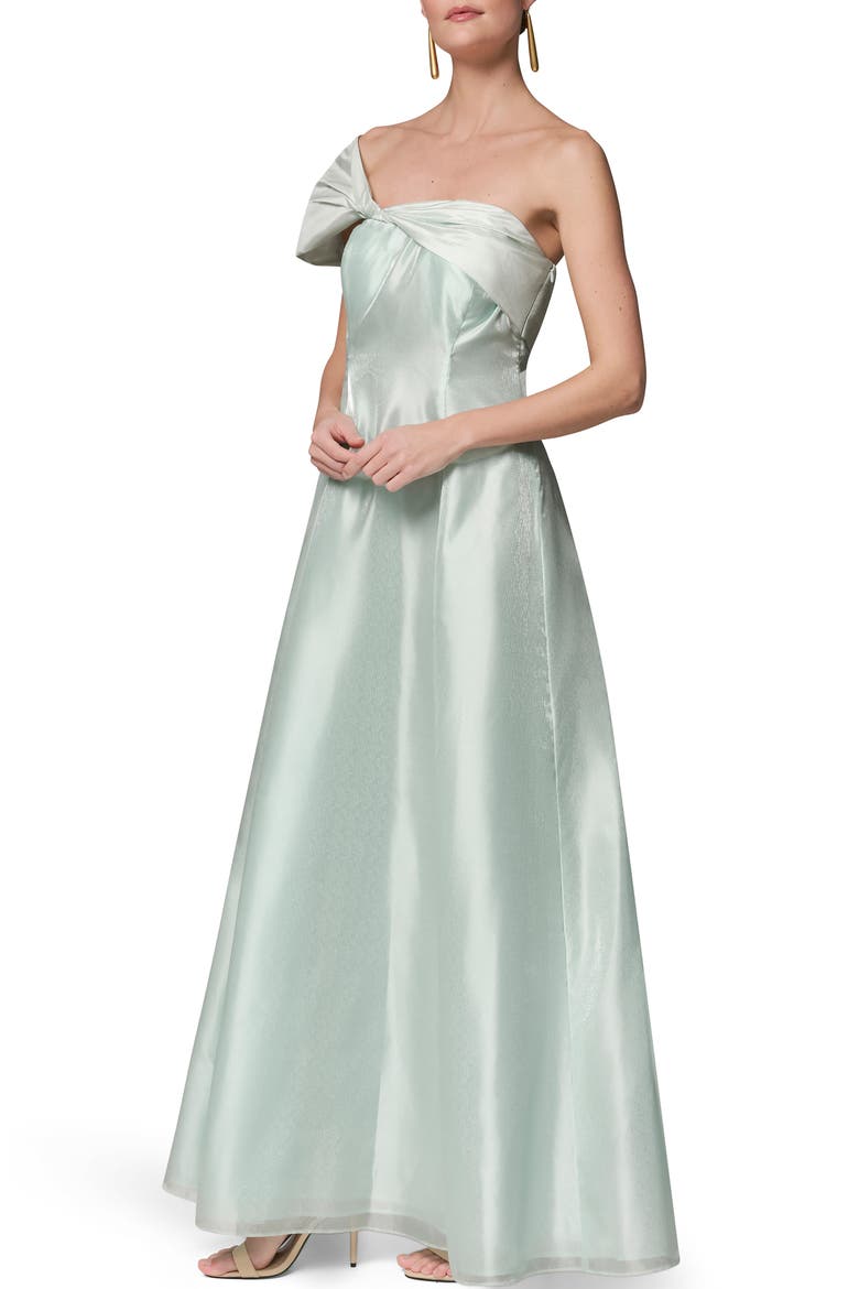 Asymmetric Satin Gown, Alternate, color, SKYLIGHT