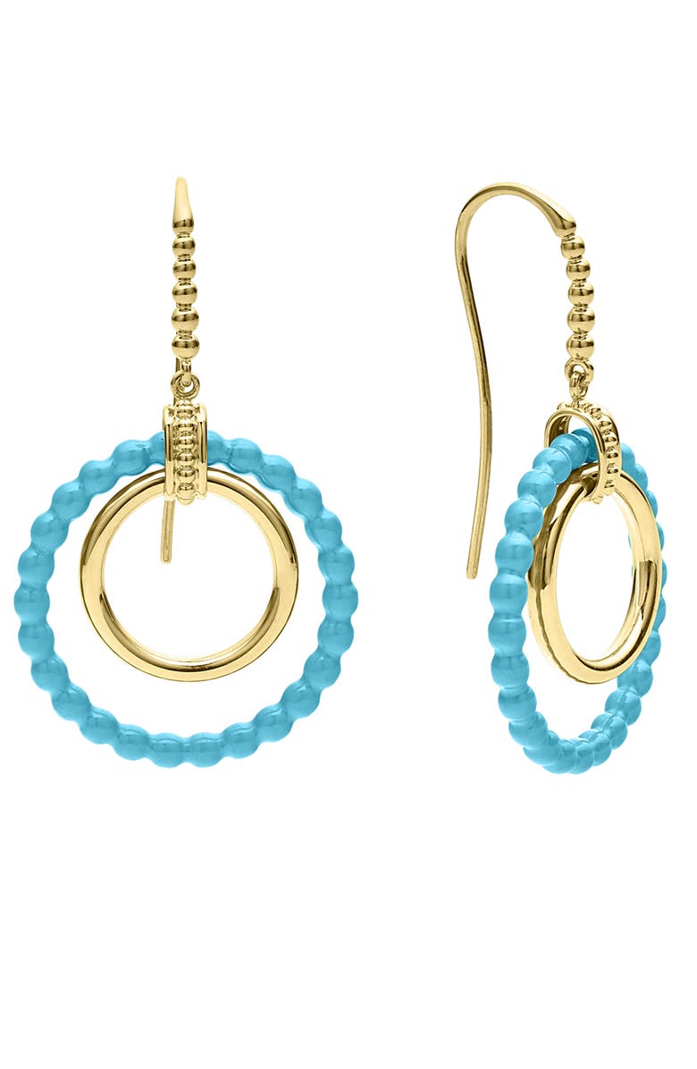 LAGOS Meridian 18K Gold and Blue Ceramic Circle Drop Earrings, Alternate, color, 