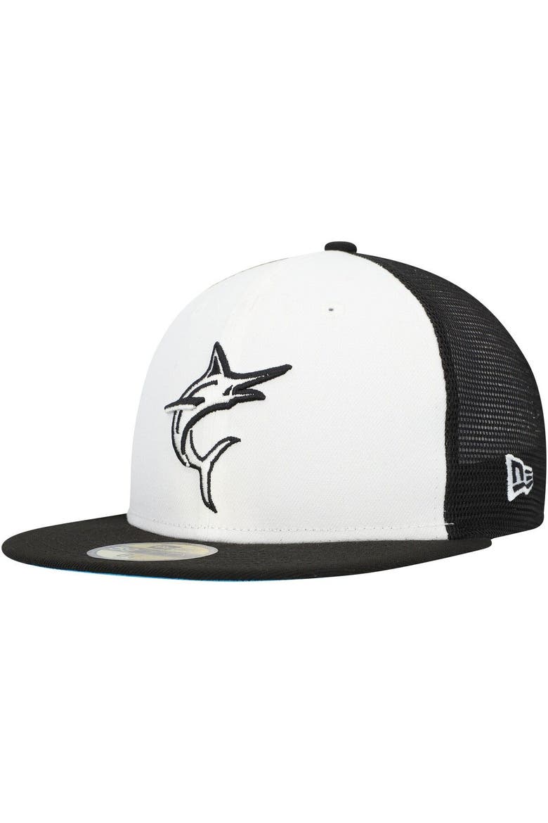 Men's New Era White/Black Miami Marlins 2023 On-Field Batting Practice 59FIFTY Fitted Hat, Main, color, White