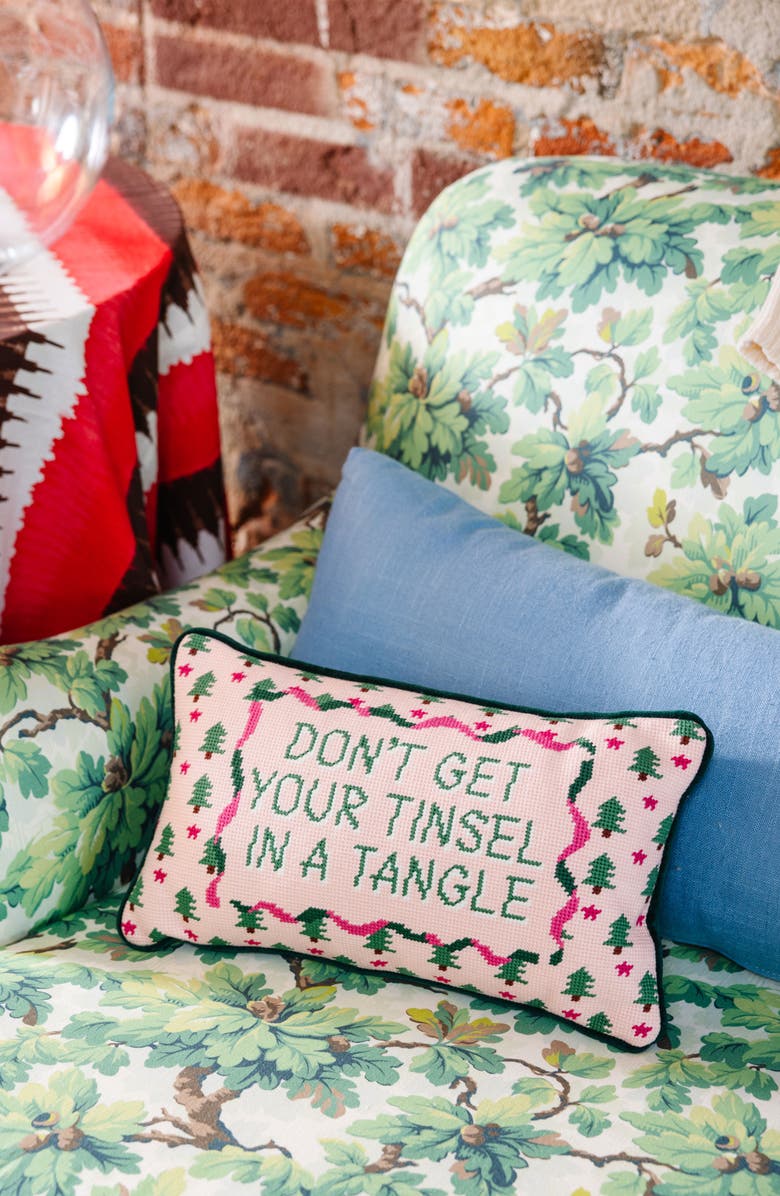 Furbish Tinsel in a Tangle Needlepoint Pillow, Alternate, color, Tinsel In A Tangle