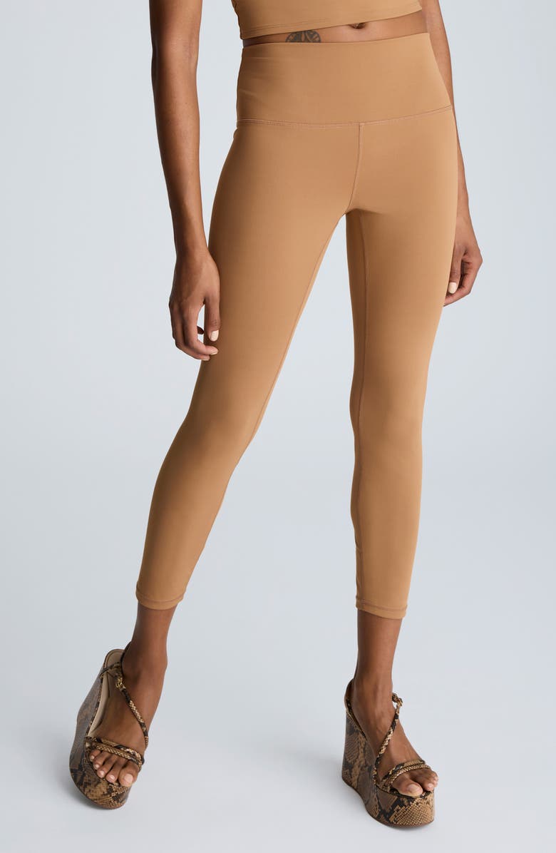 Kenneth Cole High Waist 7/8 Crop Leggings, Main, color, Dark Honey