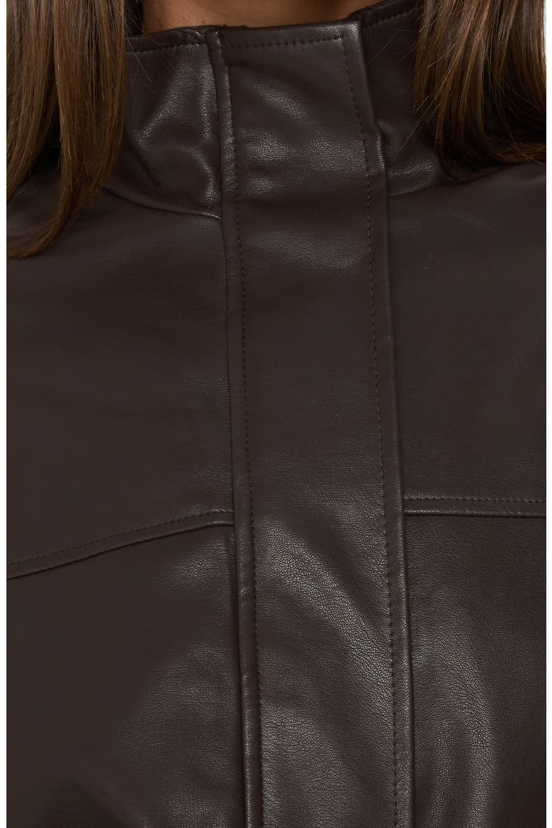 Dialtone Funnel Neck Faux Leather Jacket, Alternate, color, WASHED BROWN