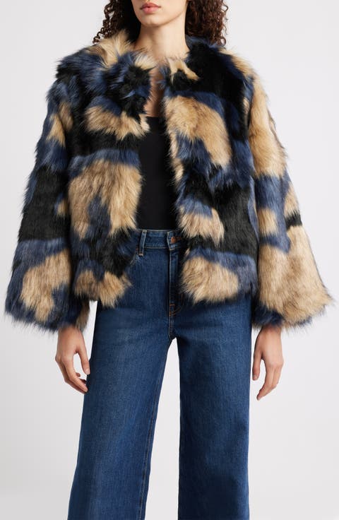 Multicolor Faux Fur Coat