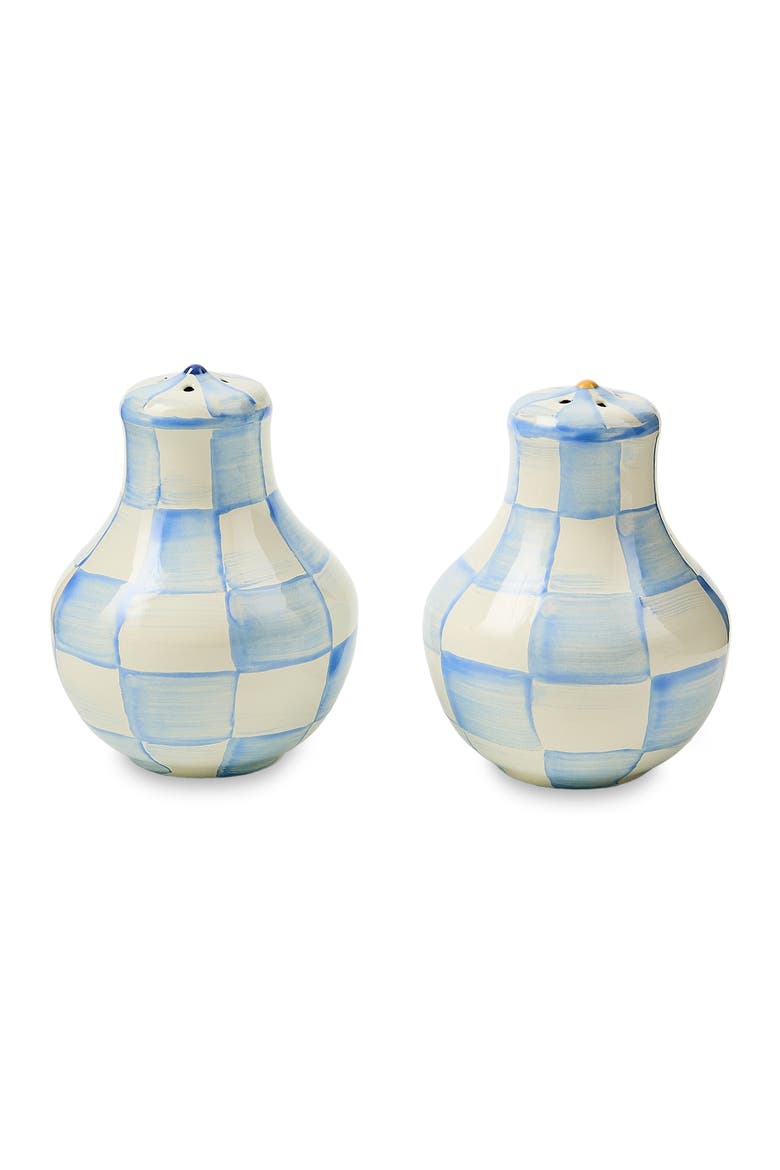 Sky Check Enamel Large Salt & Pepper Shaker Set, Main, color, SKY CHECK