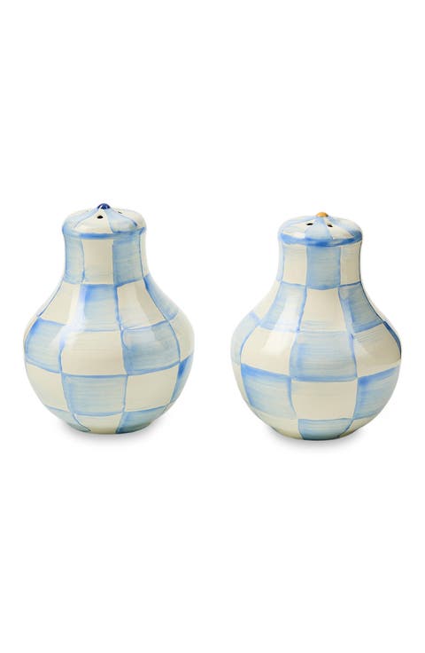 Sky Check Enamel Large Salt & Pepper Shaker Set