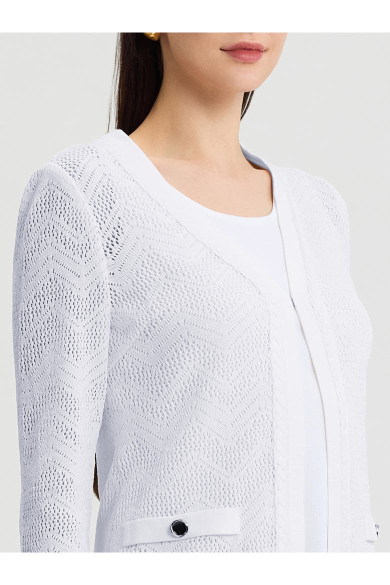Heritage Pointelle Braided Trim Knit Cardigan, Alternate, color, New Ivory