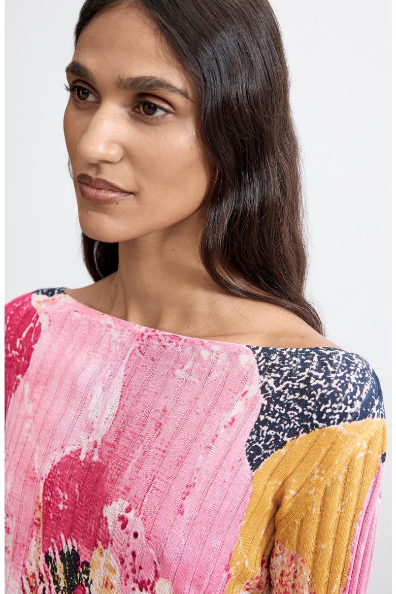 Print Boat Neck Sweater, Alternate, color, PINK
