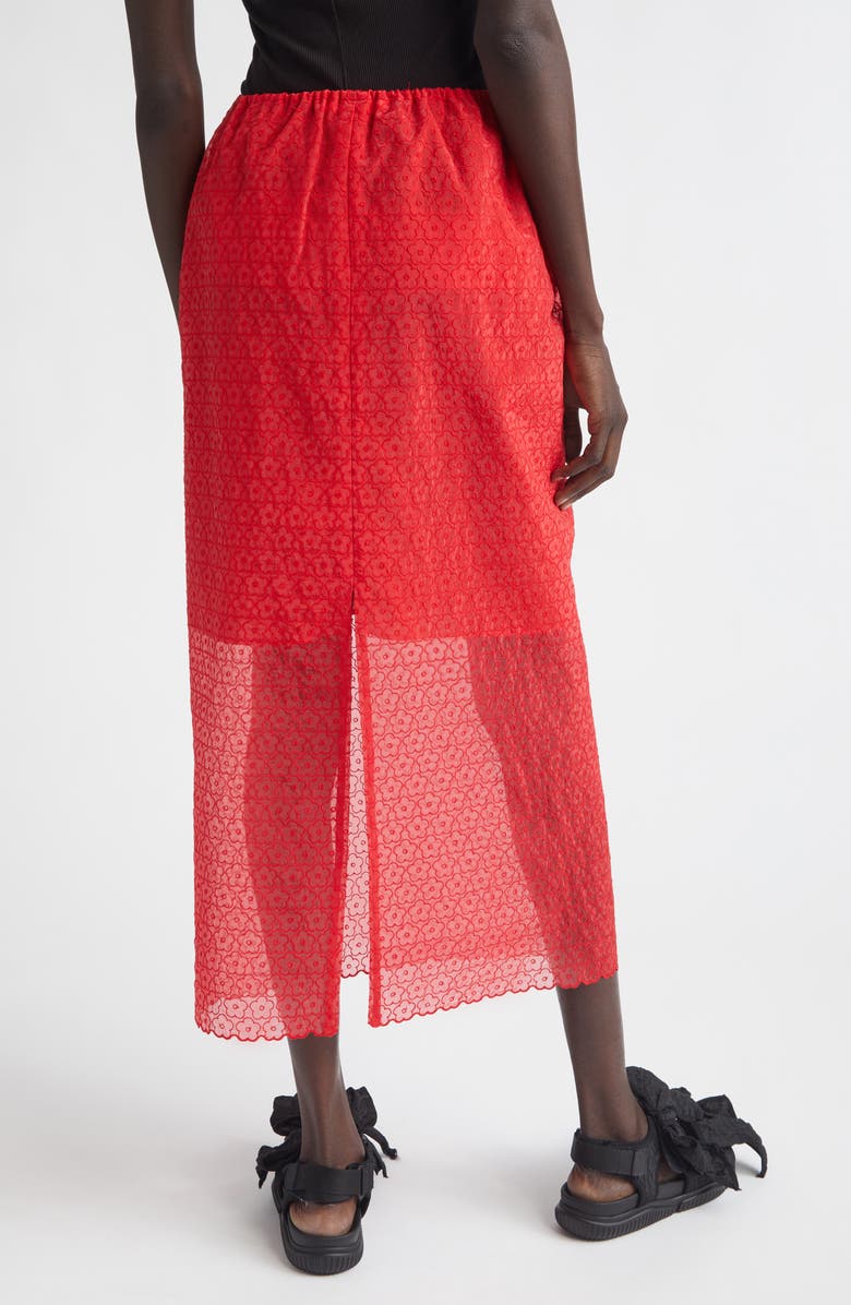 Cecilie Bahnsen Donna Windflower Embroidered Organza Midi Skirt, Alternate, color, Red