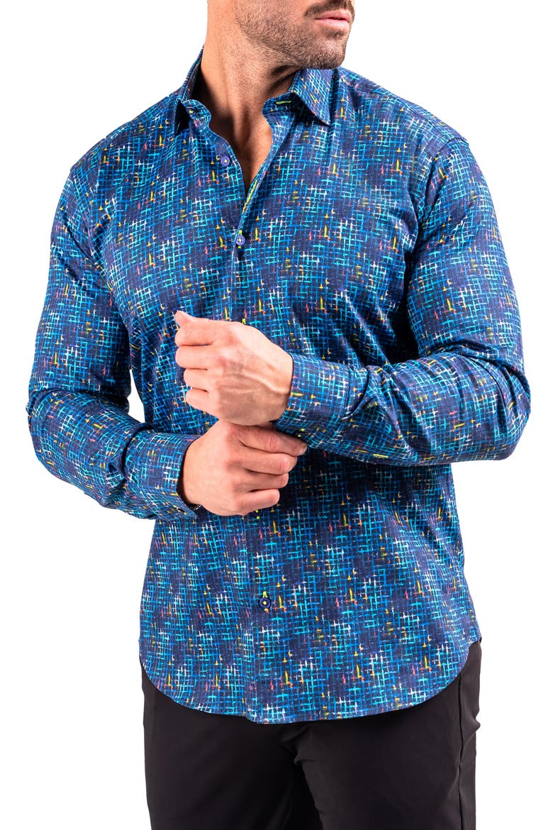 Fibonacci Resistance Contemporary Fit Button-Up Shirt, Alternate, color, BLUE