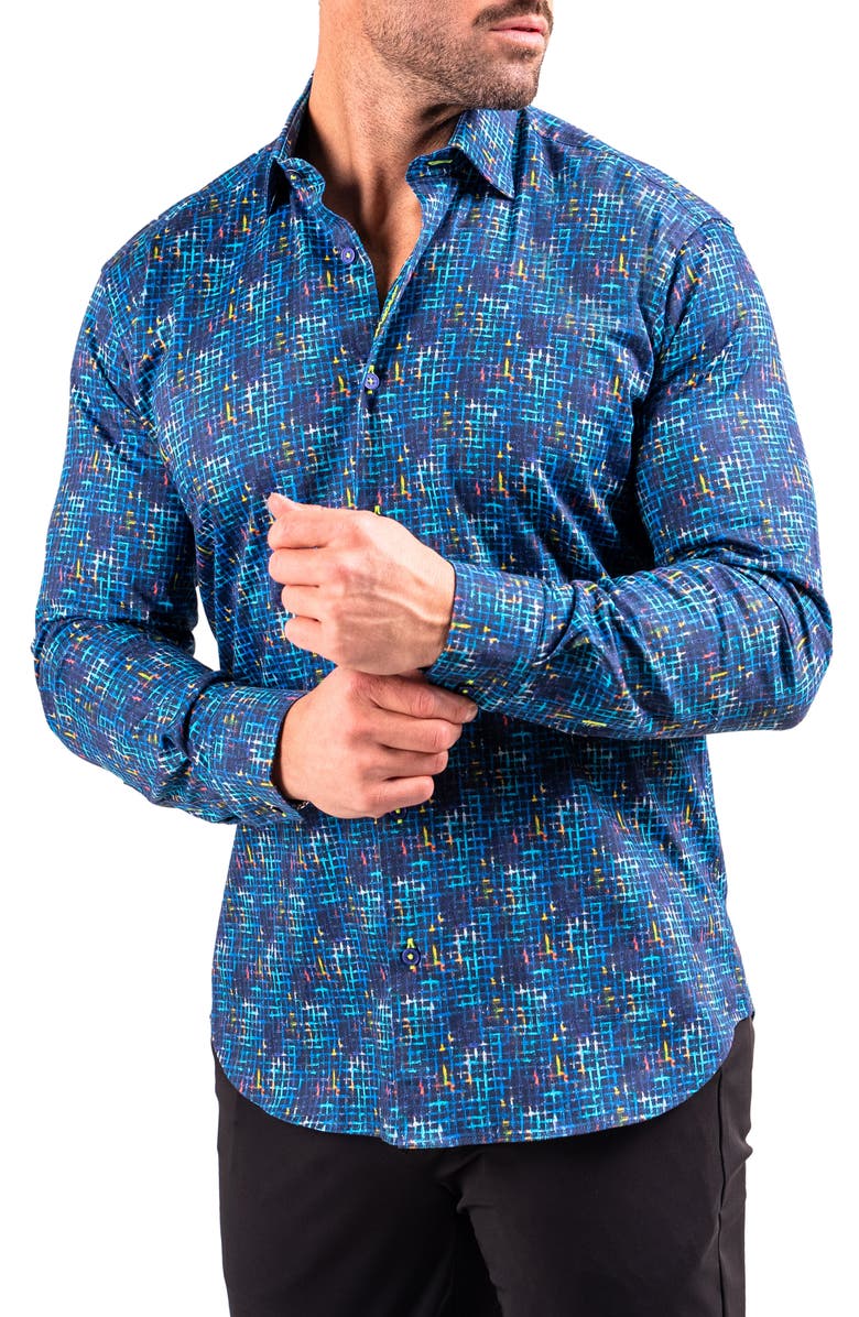 Maceoo Fibonacci Resistance Contemporary Fit Button-Up Shirt, Alternate, color, Blue