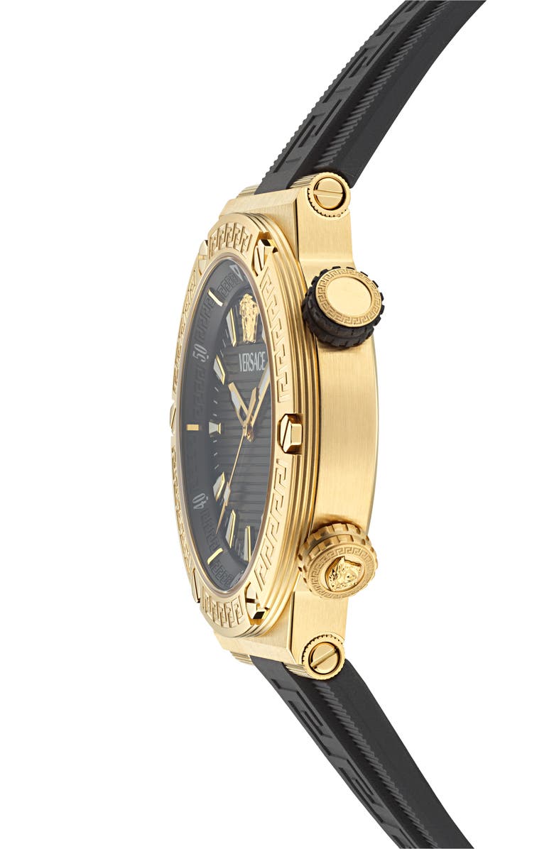 Versace Greca Diver Silicone Strap Watch, 43mm, Alternate, color, 
