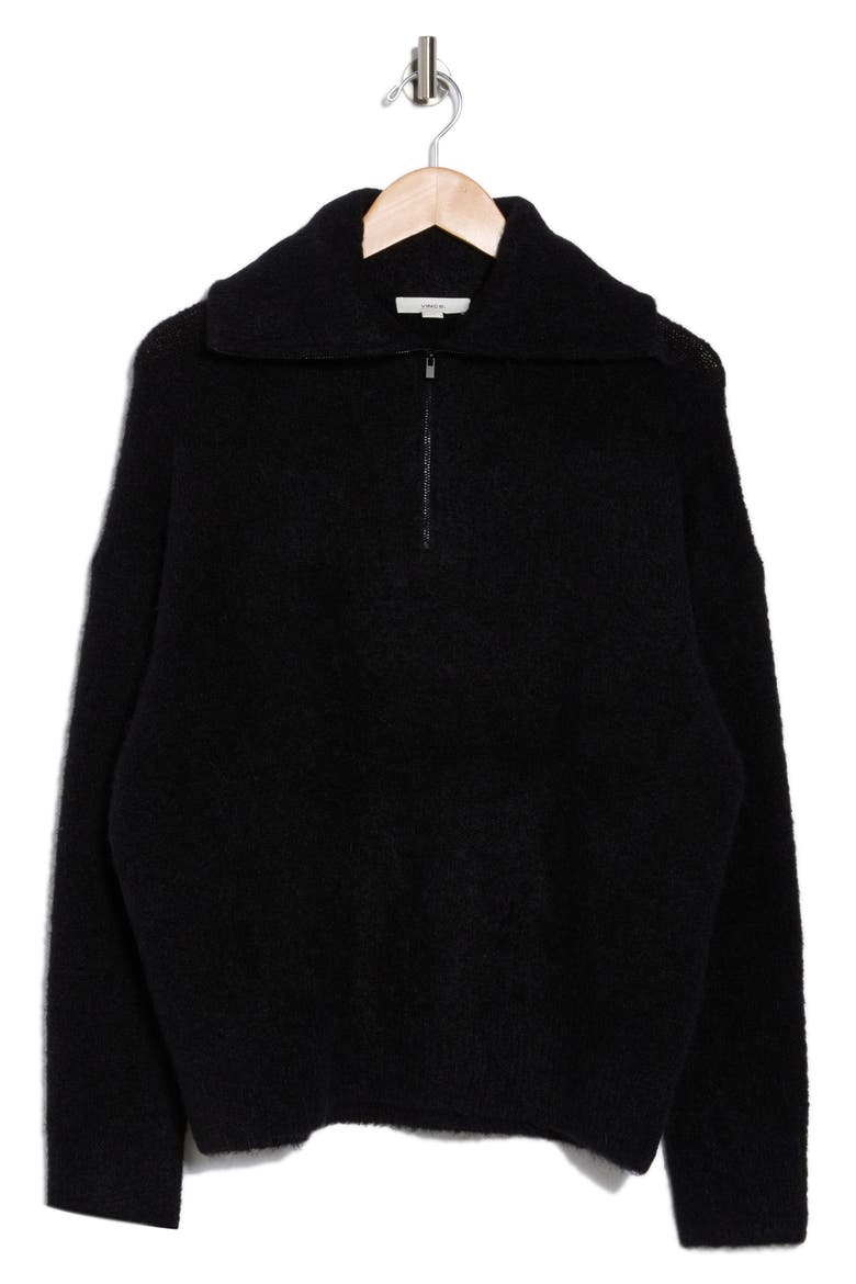 Quarter Zip Sweater, Alternate, color, BLACK