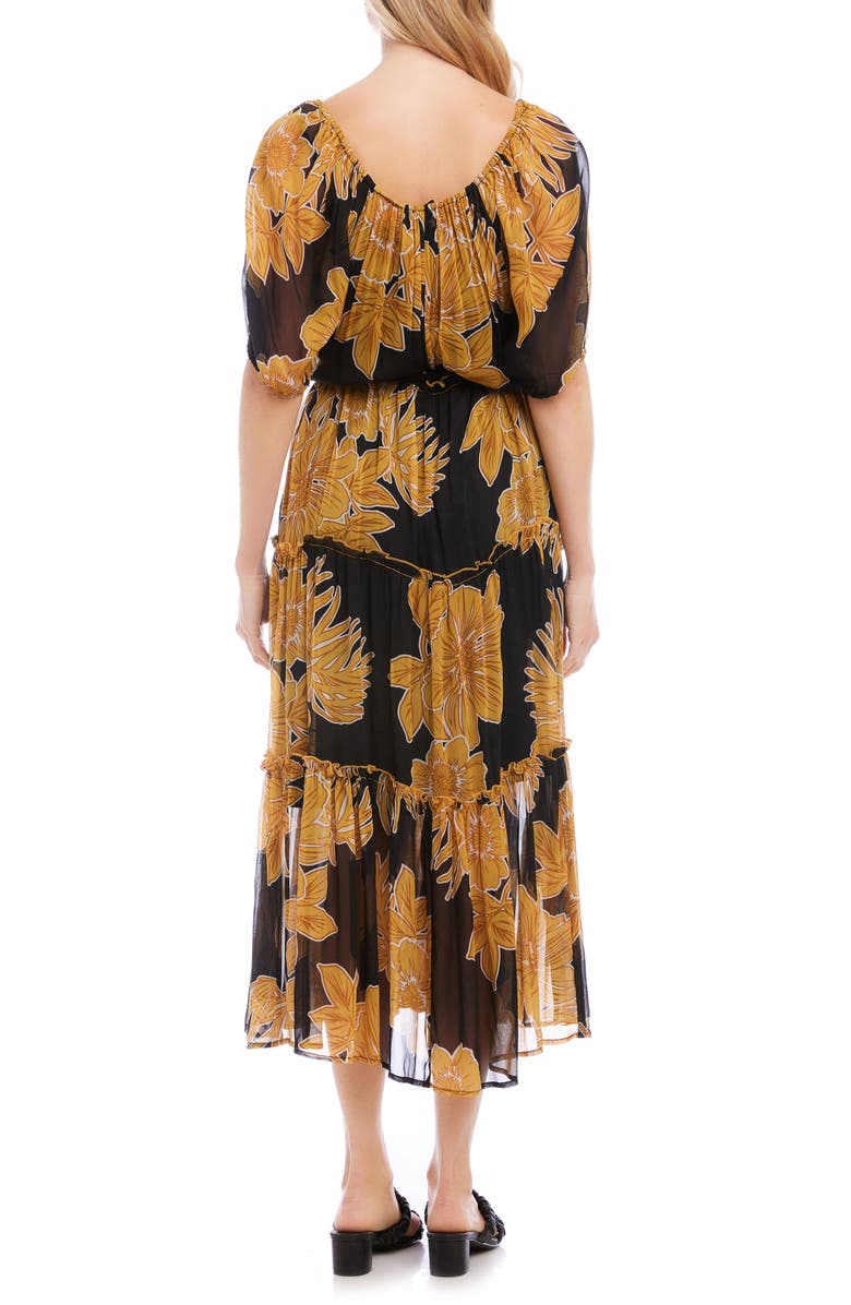 FIFTEEN TWENTY Floral Puff Sleeve Tiered Midi Dress, Alternate, color, 