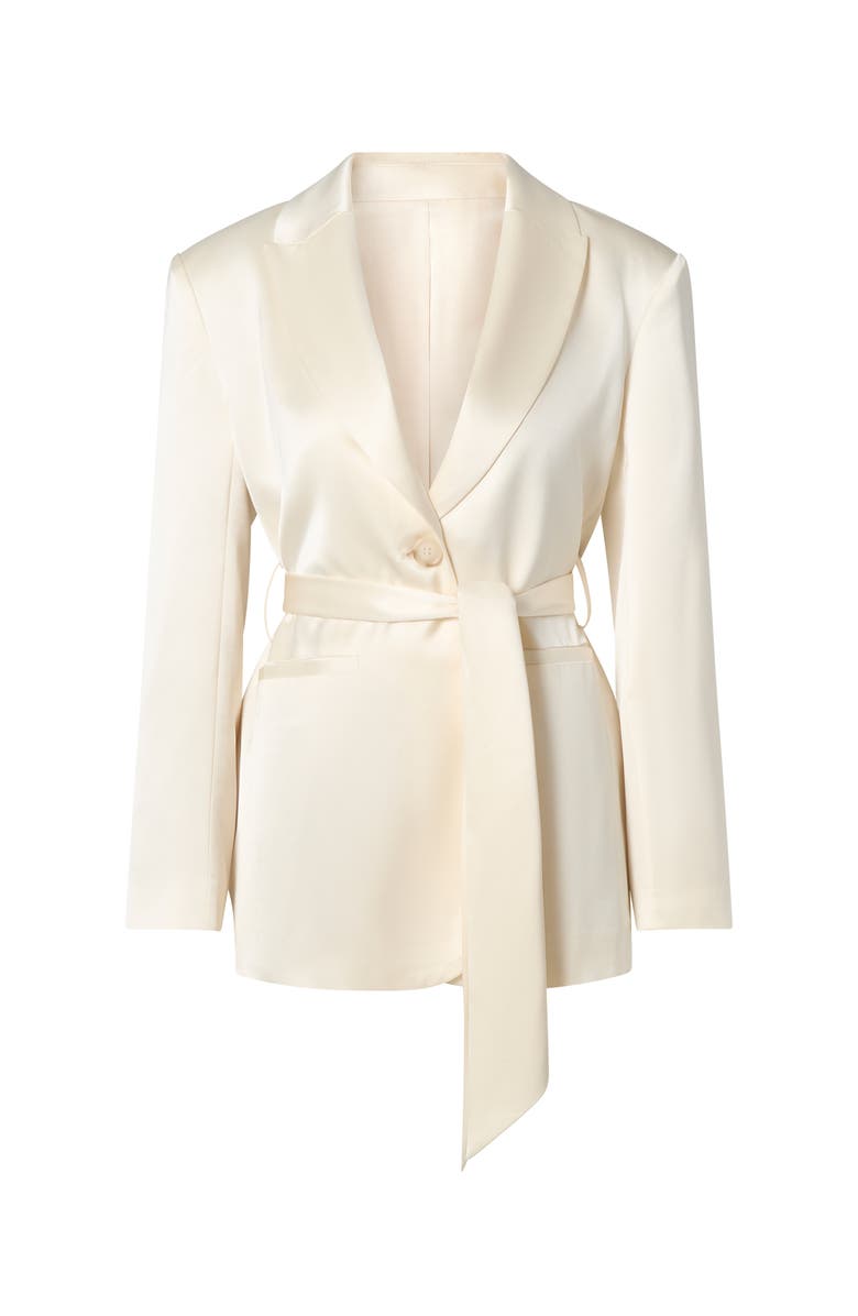Malina Liv Satin Wrap Blazer, Alternate, color, Vanilla