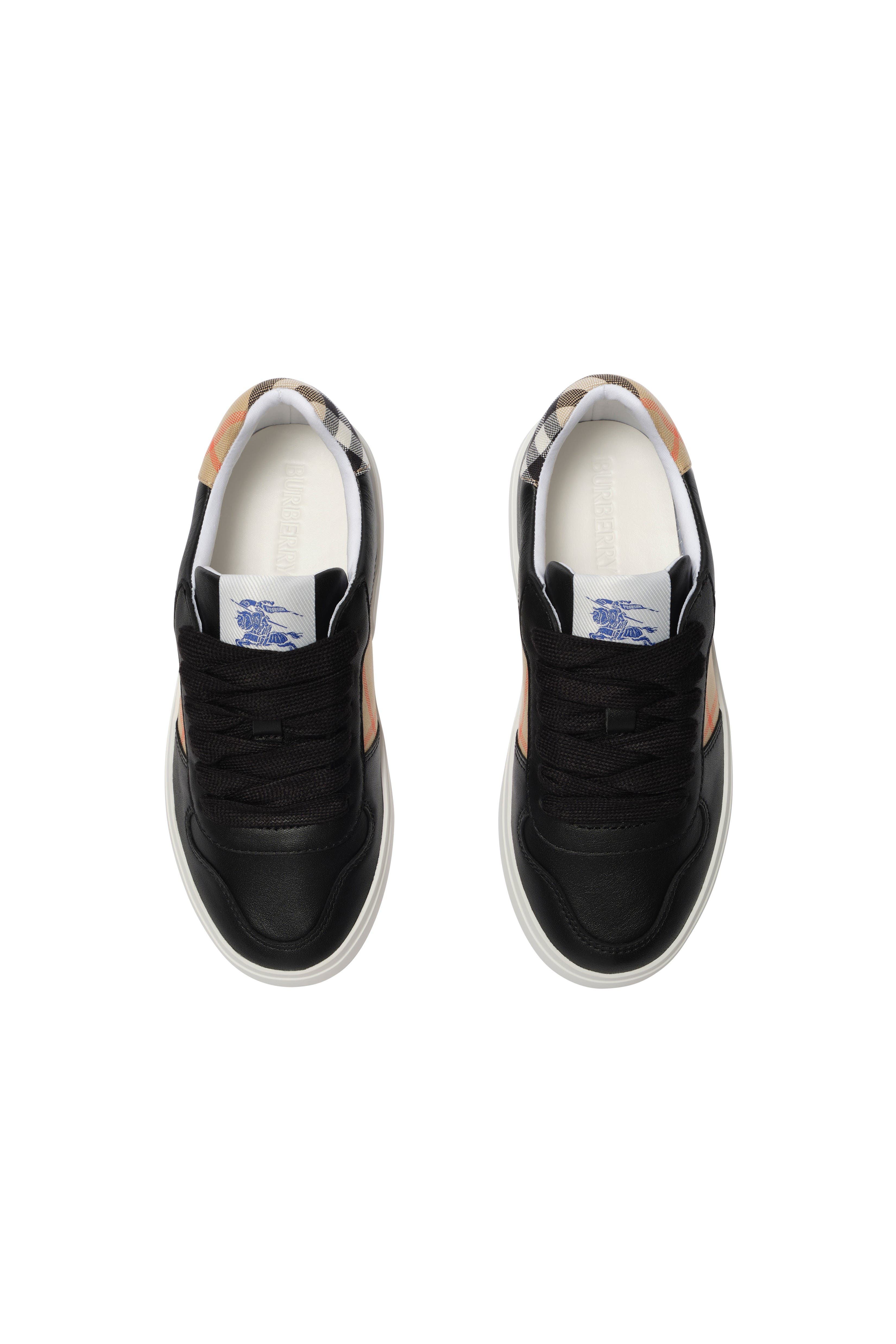 Check and Leather Sneakers, Alternate, color, Black/sand beige