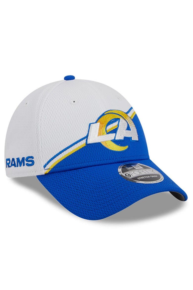 Men's New Era  White/Royal Los Angeles Rams 2023 Sideline 9FORTY Adjustable Hat, Main, color, White