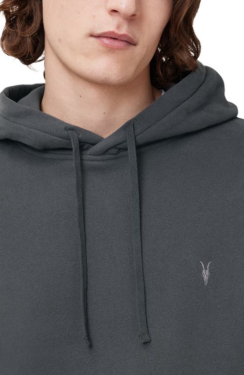 Allsaints Raven Pullover Ramskull Hoodie In Carter Grey