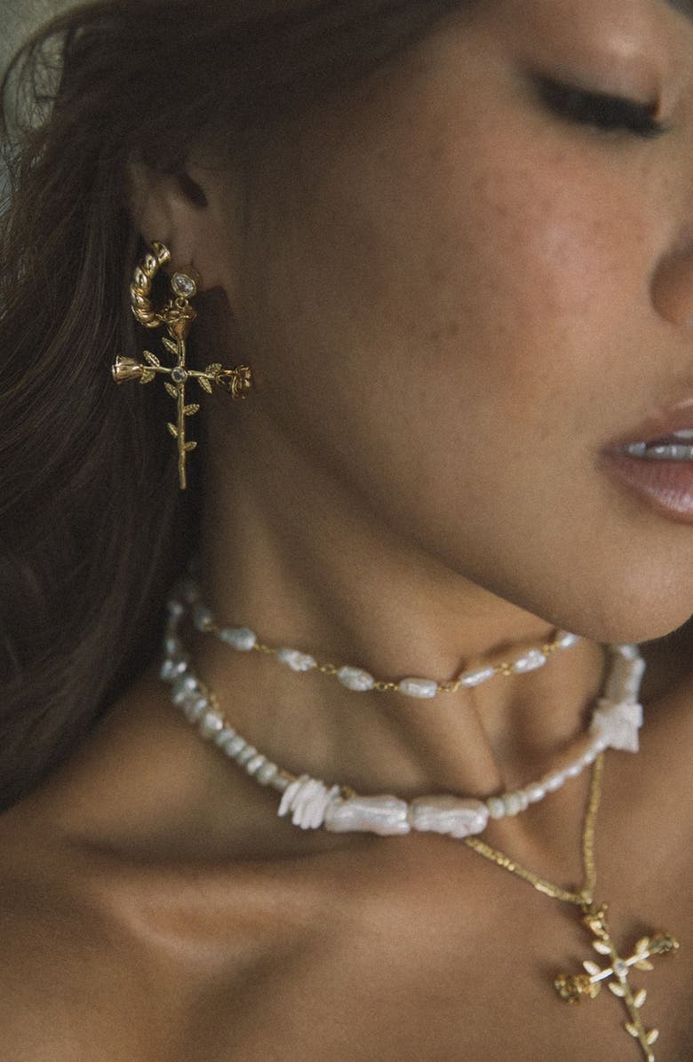 Child of Wild Rosa Sacra Drop Earrings, Alternate, color, Gold