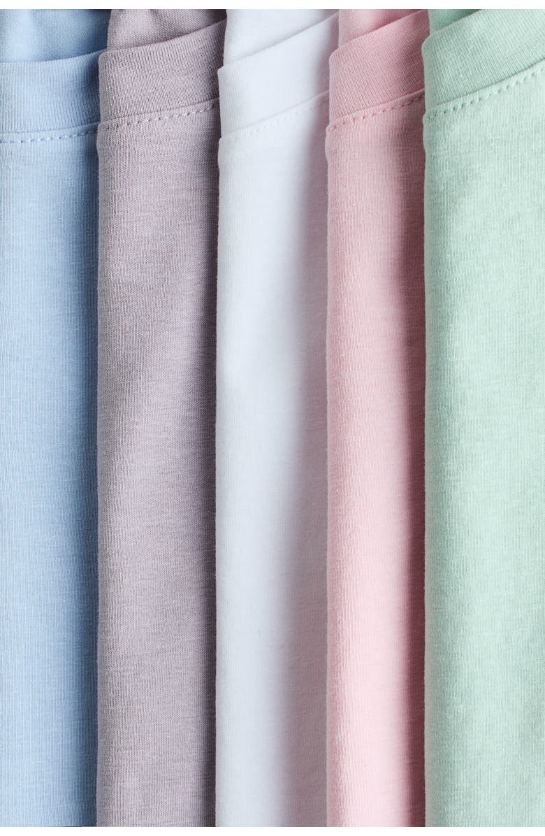 H&M 5-pack cotton t-shirts, Alternate, color, Mint Green/Lilac