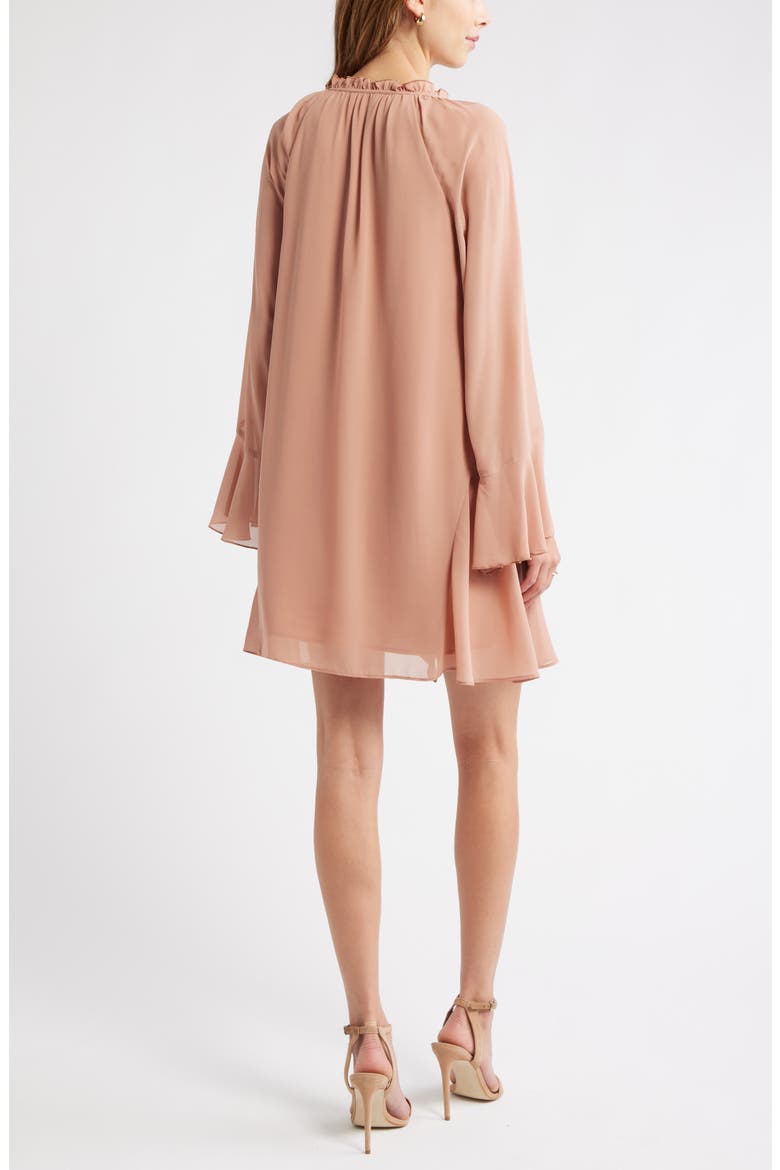 Ruffle Chiffon Shift Dress, Alternate, color, TAN CORK
