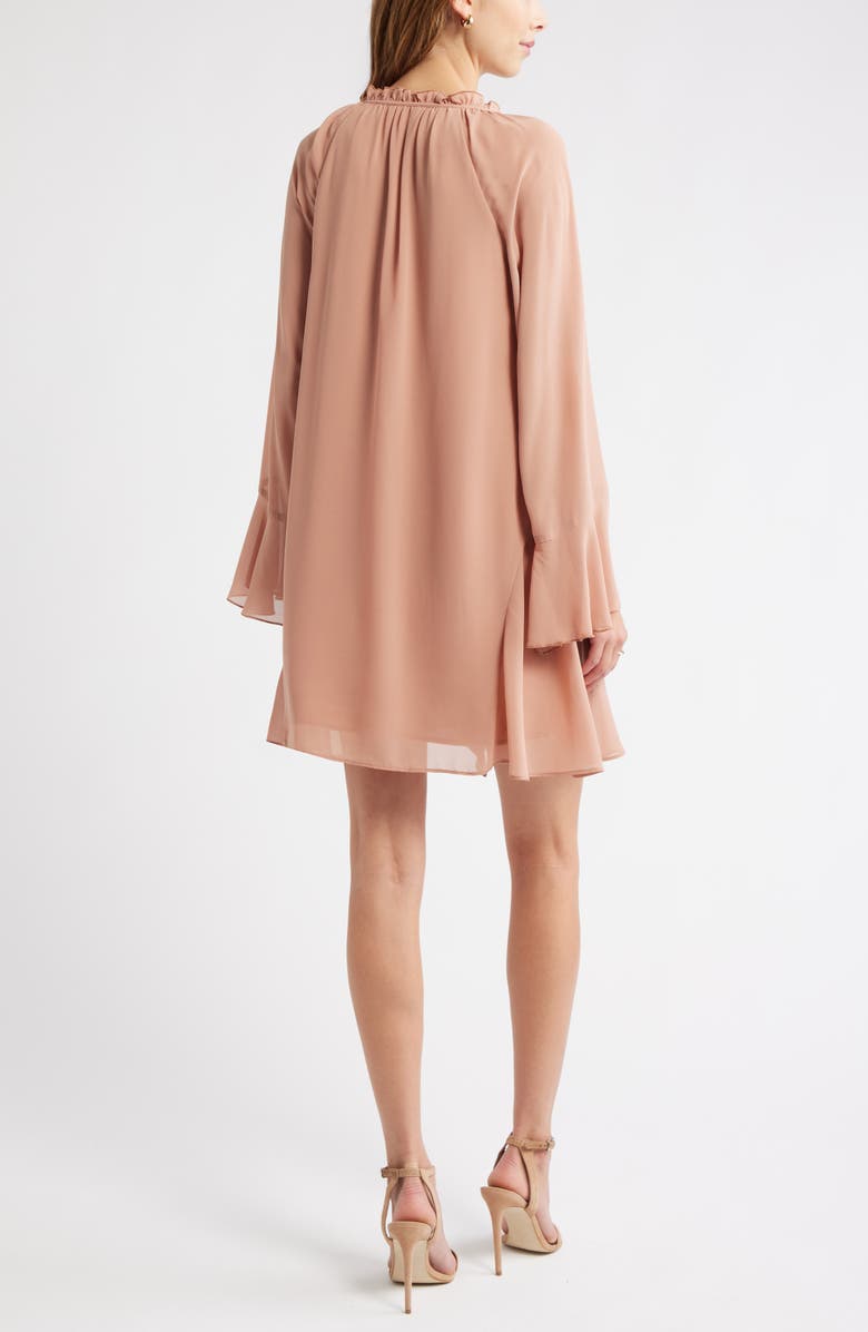 Open Edit Ruffle Chiffon Shift Dress, Alternate, color, Tan Cork