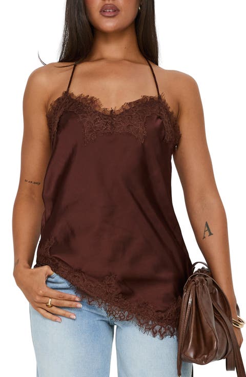 Cosetta Lace Trim Asymmetrical Halter Cami