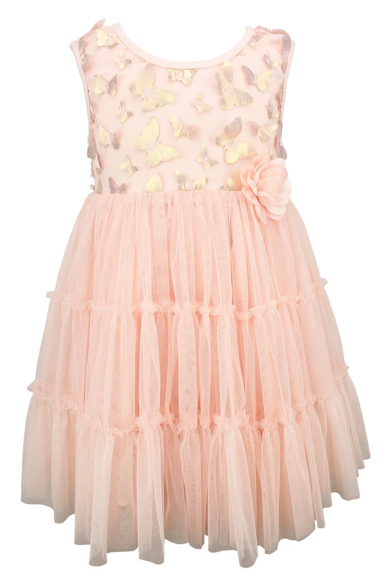 Metallic Butterfly Tulle Dress, Main, color, DUSTY PINK