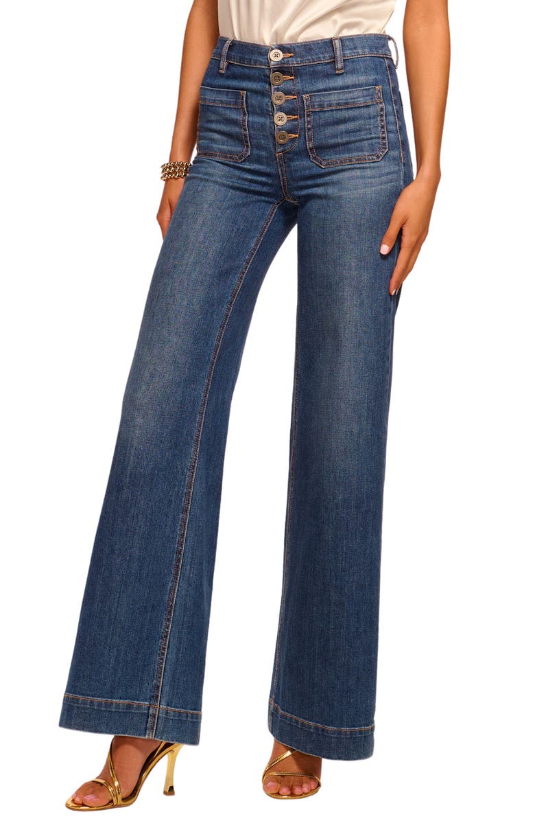 Ramy Brook Cindy Exposed-Button Fly Wide Leg Jeans, Alternate, color, 