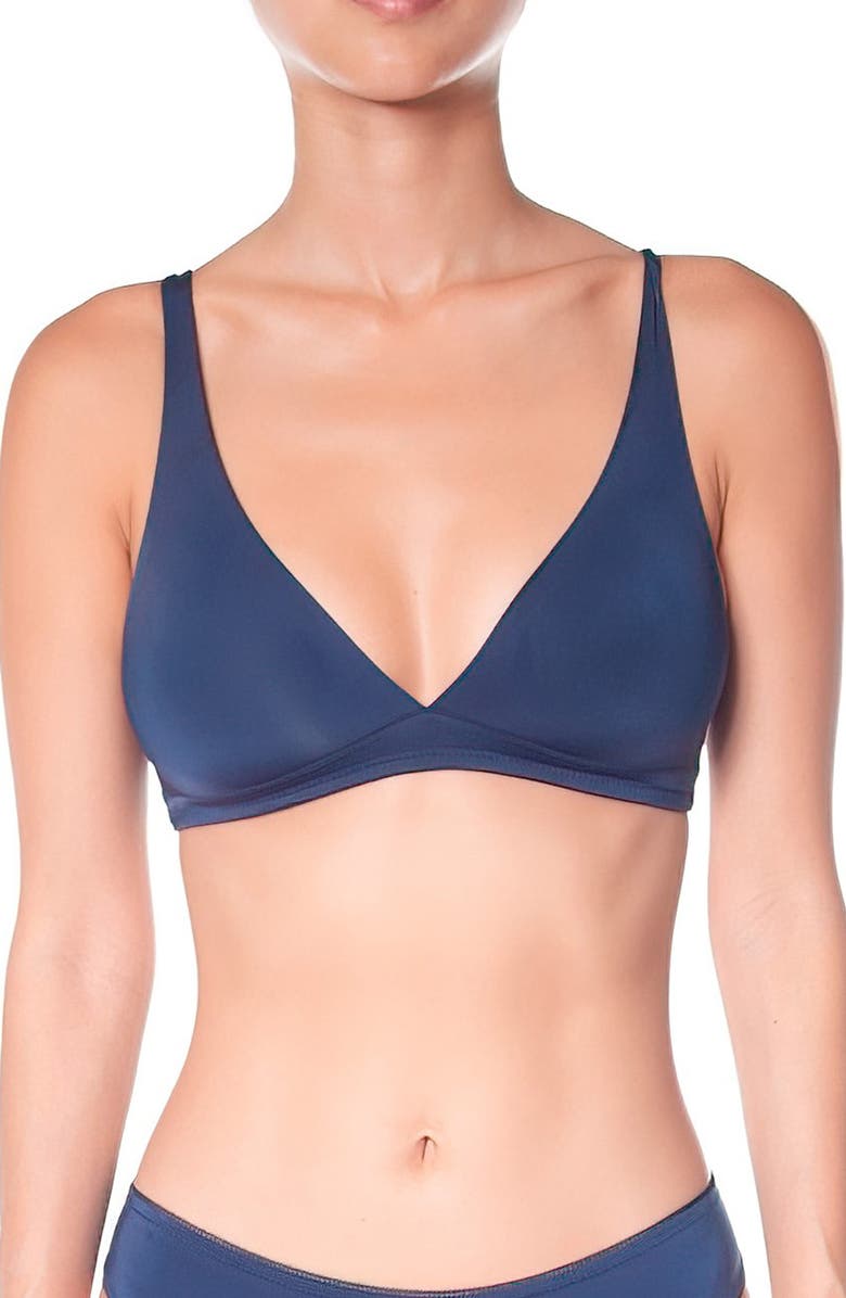 Huit Forever Skin Triangle Bralette, Main, color, Navy