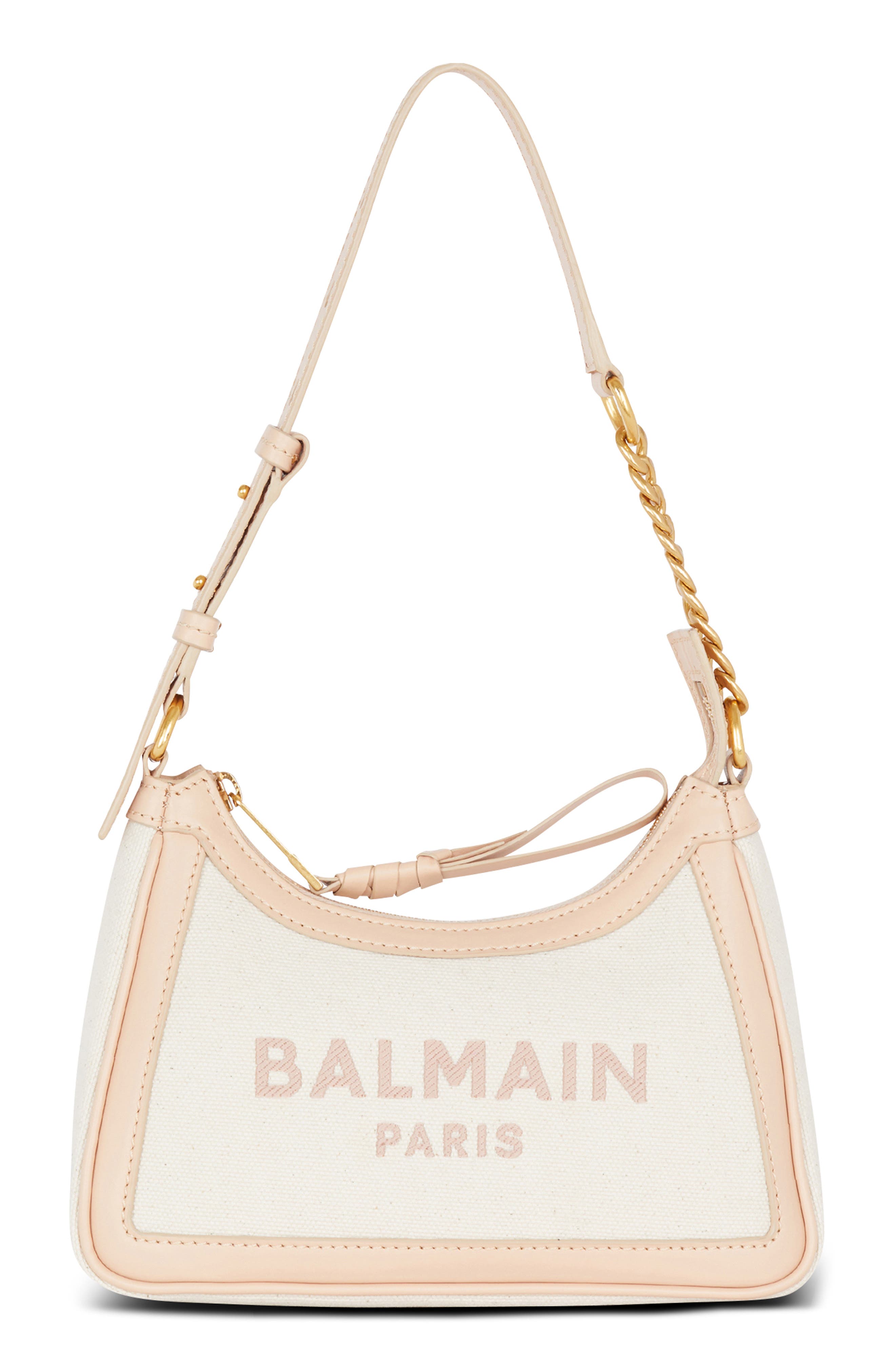 Balmain B-Army Canvas & Leather Shoulder Bag, Main, color, 