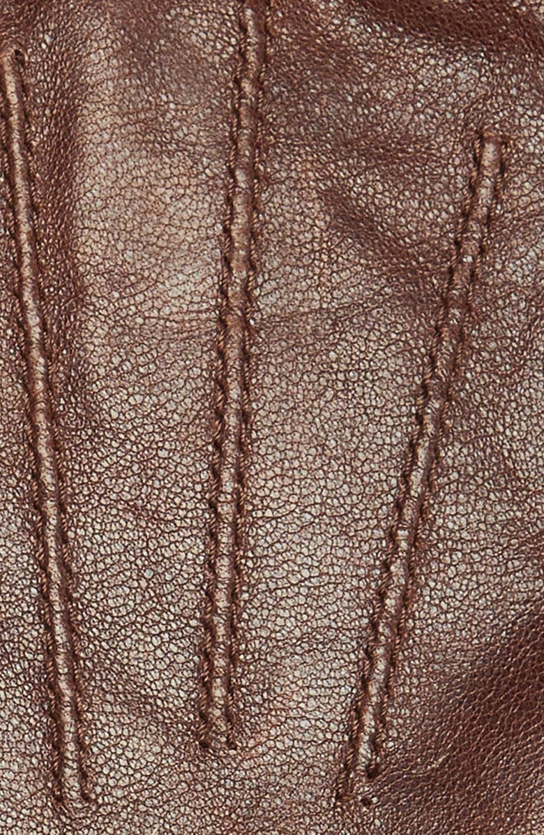 Barbour Faux Fur Trim Leather Gloves, Alternate, color, 