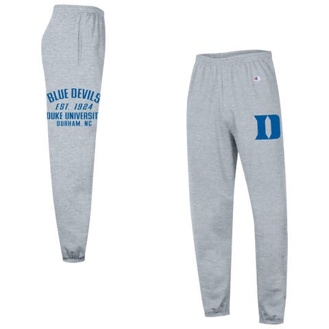 Men's Champion  Heather Gray Duke Blue Devils Powerblend Banded Fleece Sweatpants