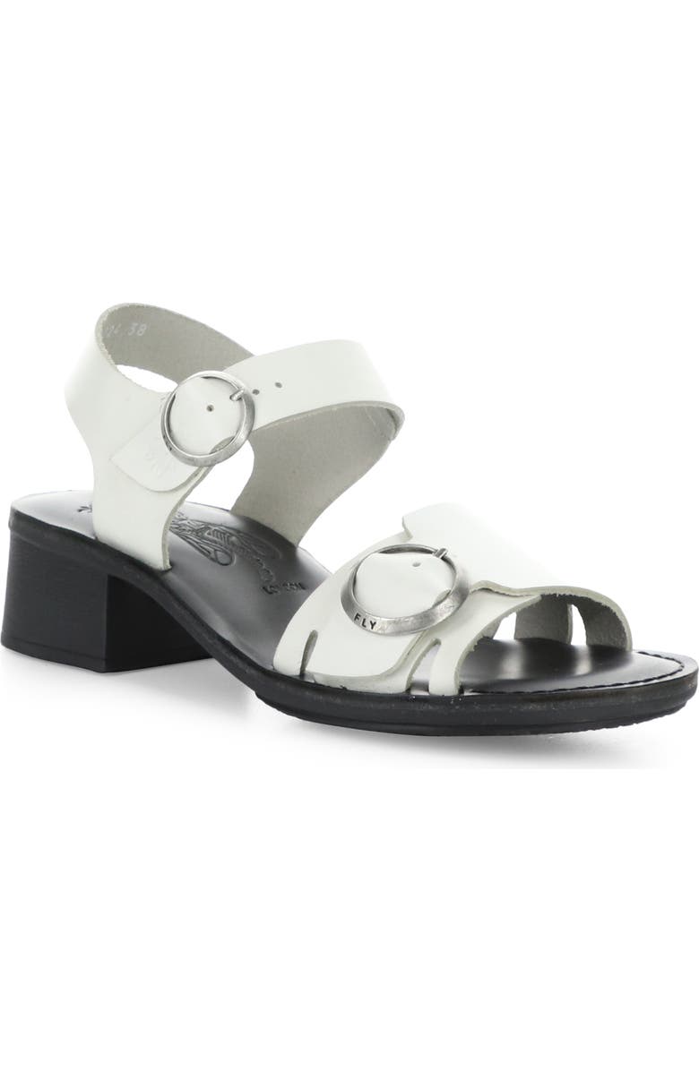 Fly London Ebli Ankle Strap Sandal, Main, color, 006 White/ Black