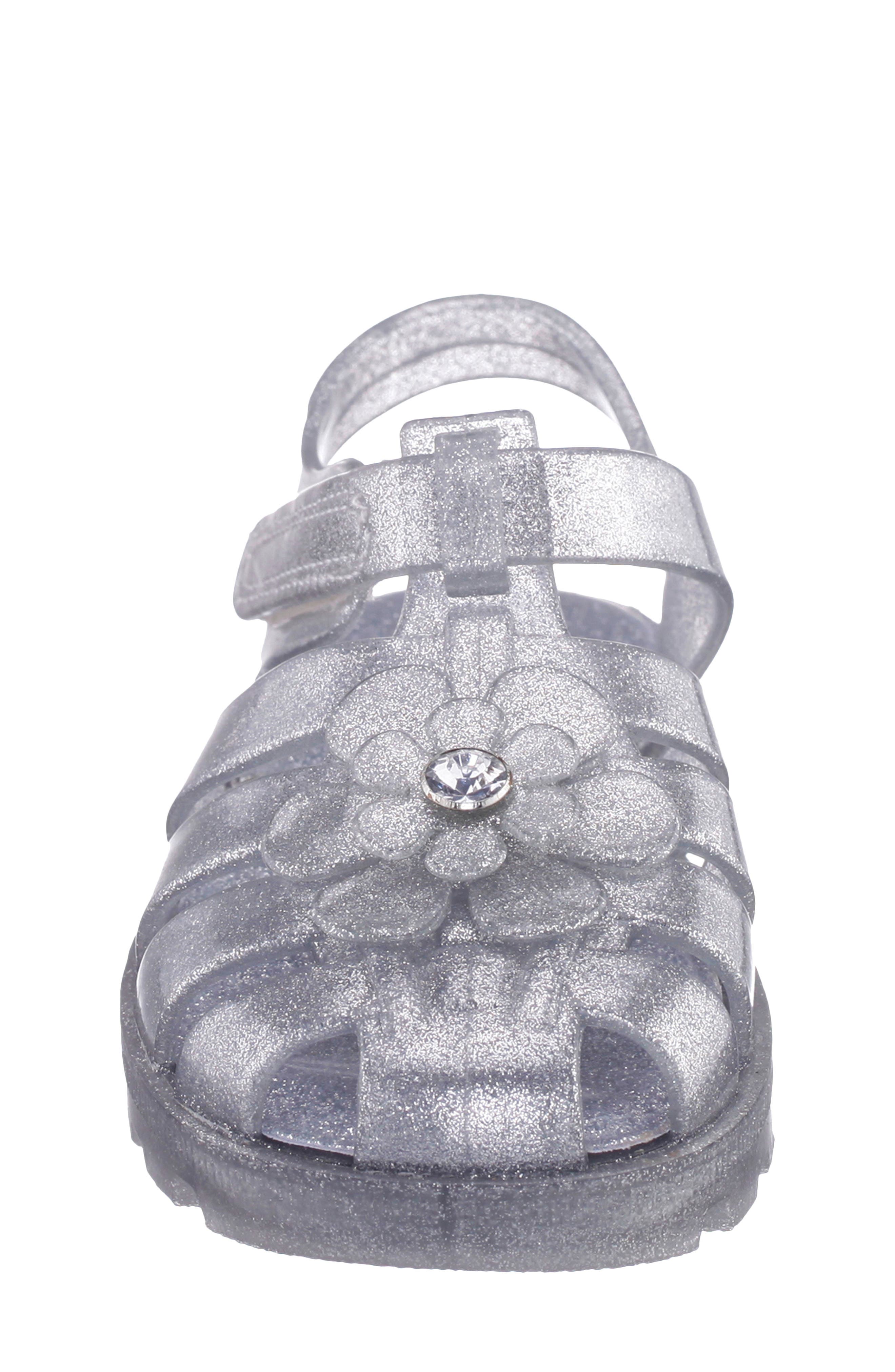 Nina Kids' Waterproof Jelly Fisherman Sandal, Alternate, color, Silver Glitter Jelly