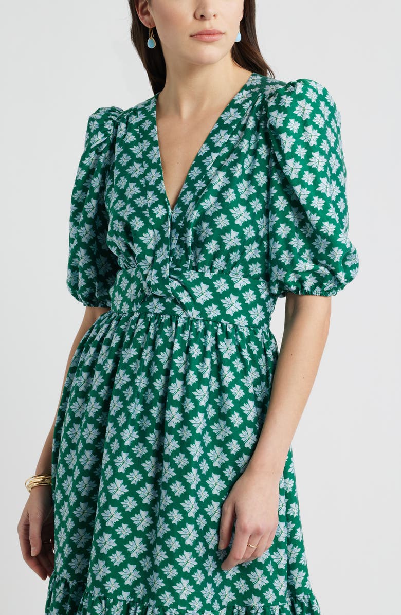 Caslon<sup>®</sup> Twist Detail Allover Print Midi Dress, Alternate, color, 