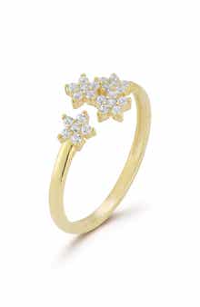 GLAZE JEWELRY 14K Gold Plated Silver Flower Cuff Ring