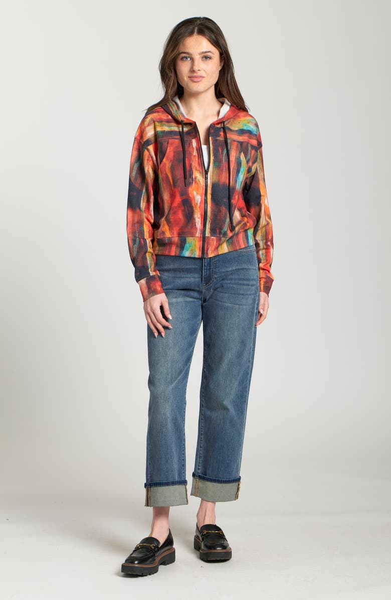 APNY Abstract Print Cotton Hoodie, Alternate, color, Red Multi