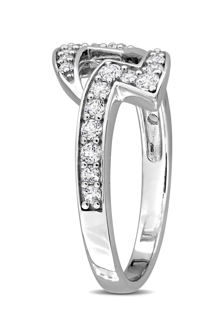 Sterling Silver Created White Sapphire Lightning Bolt Ring, Alternate, color, SILVER
