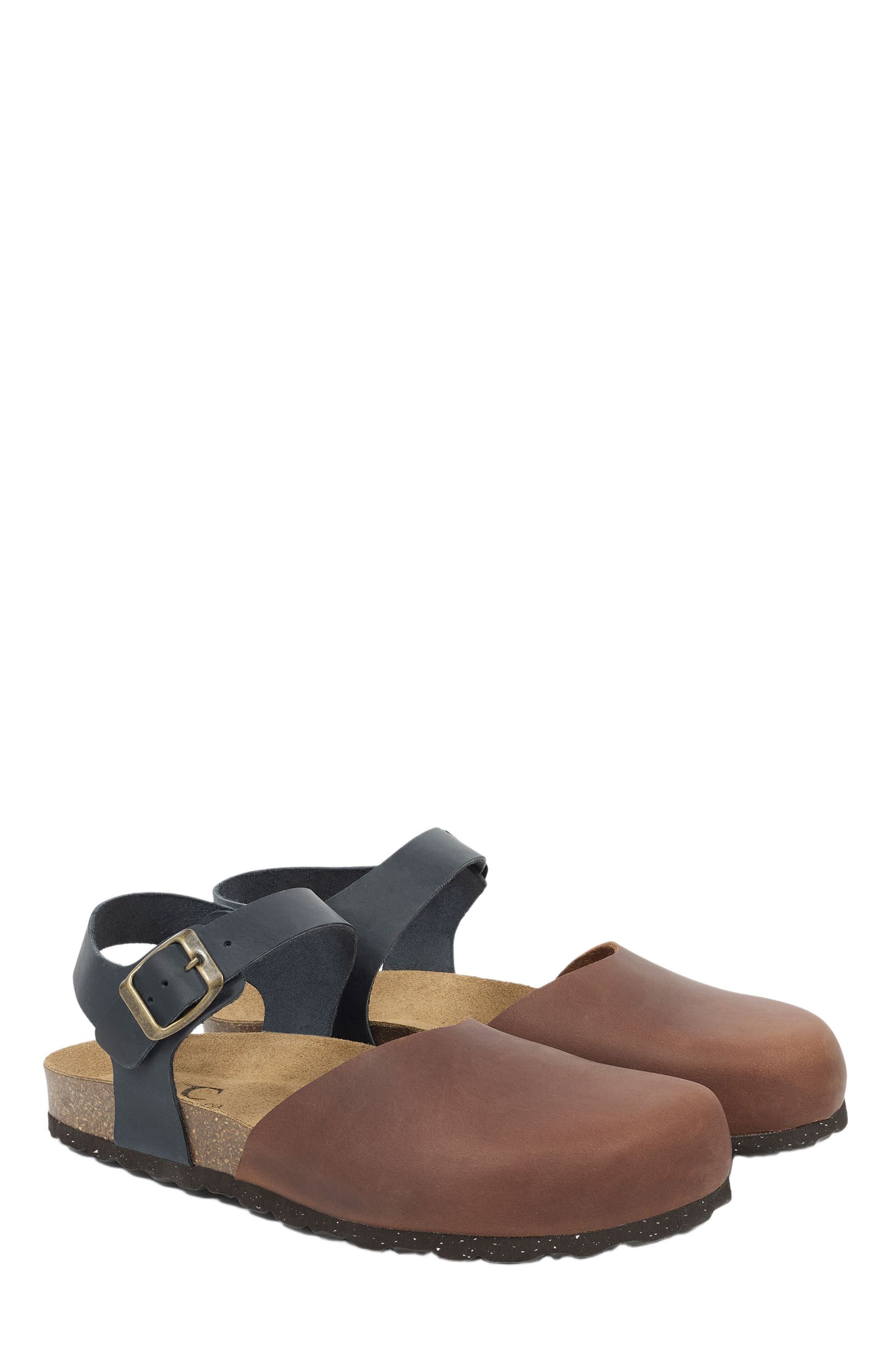 Celtic & Co. Closed Toe Sandal, Main, color, Cognac / Navy