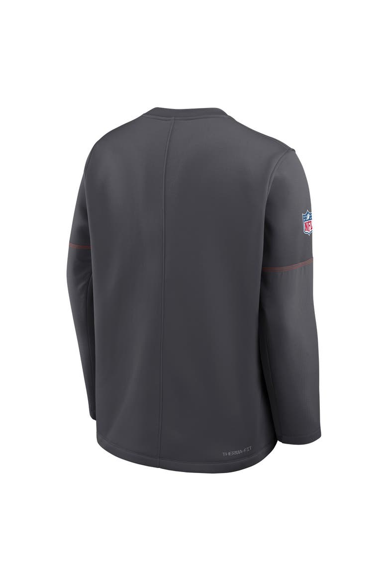 Men's Nike Charcoal Cleveland Browns Sideline Coaches Team Present Midweight Therma-FIT Sweatshirt, Alternate, color, Charcoal