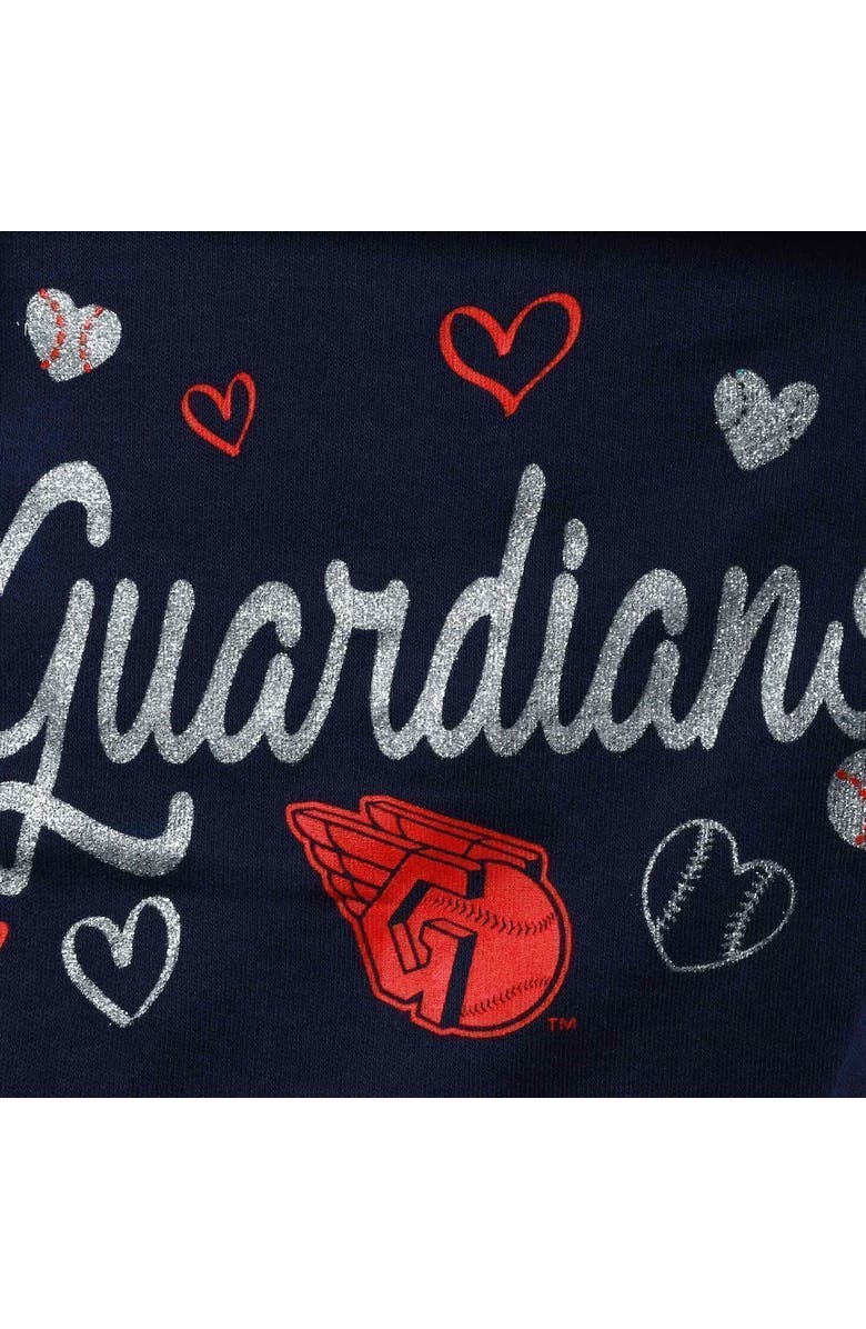 Outerstuff Girls Newborn & Infant Navy Cleveland Guardians 3-Piece Home Plate Bodysuit Bib & Booties Set, Alternate, color, 