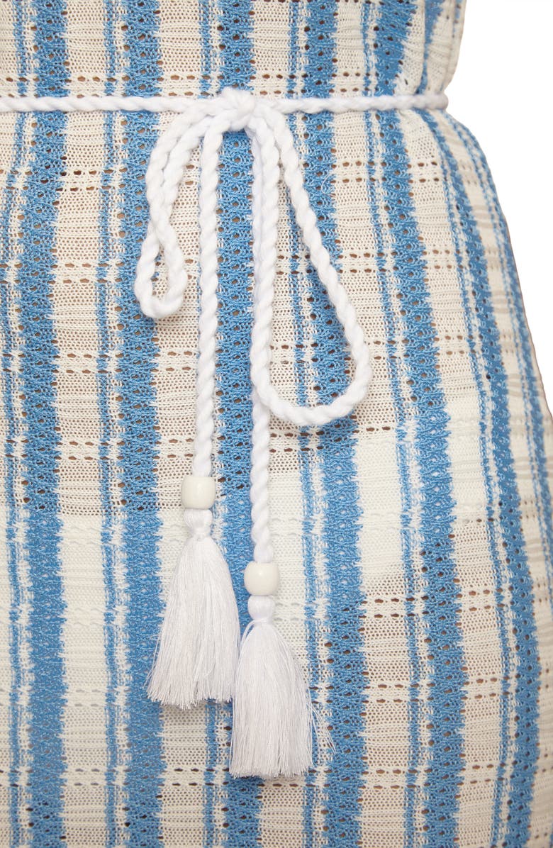 Becca Beachy Stripe Open Stitch Cover-Up Dress, Alternate, color, Sky Blue