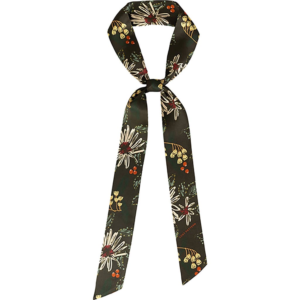 Lost Pattern Nyc "forest Charm" Silk Skinny Scarf In Multi