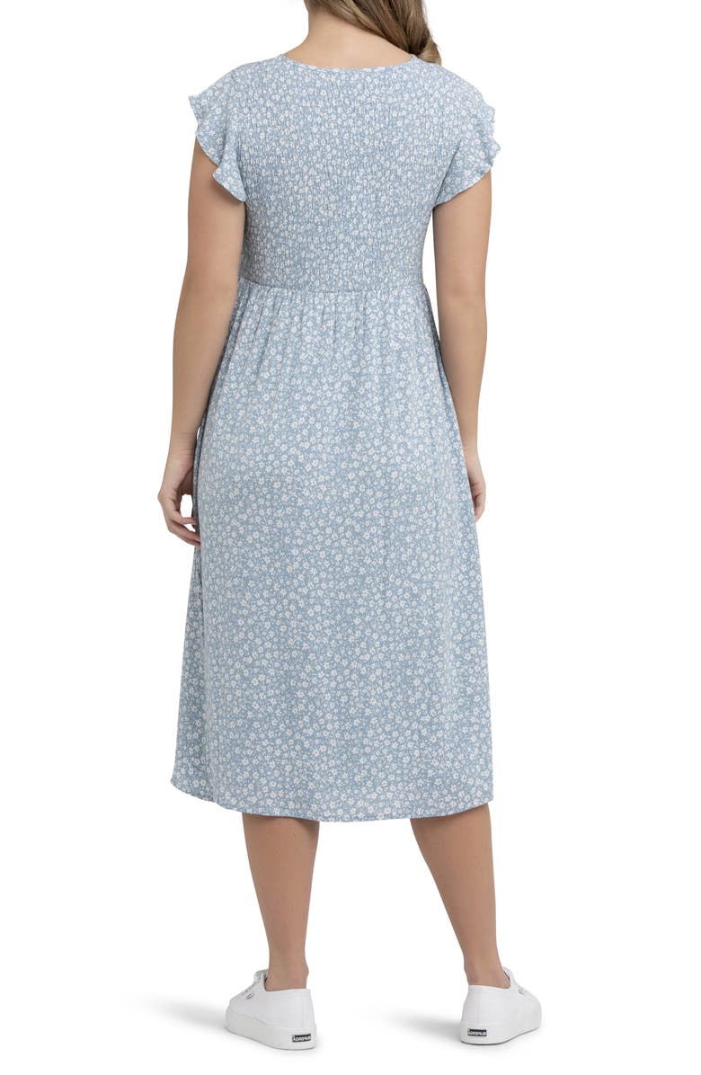 Ripe Maternity Ava Floral Shirred Midi Maternity Dress, Alternate, color, 