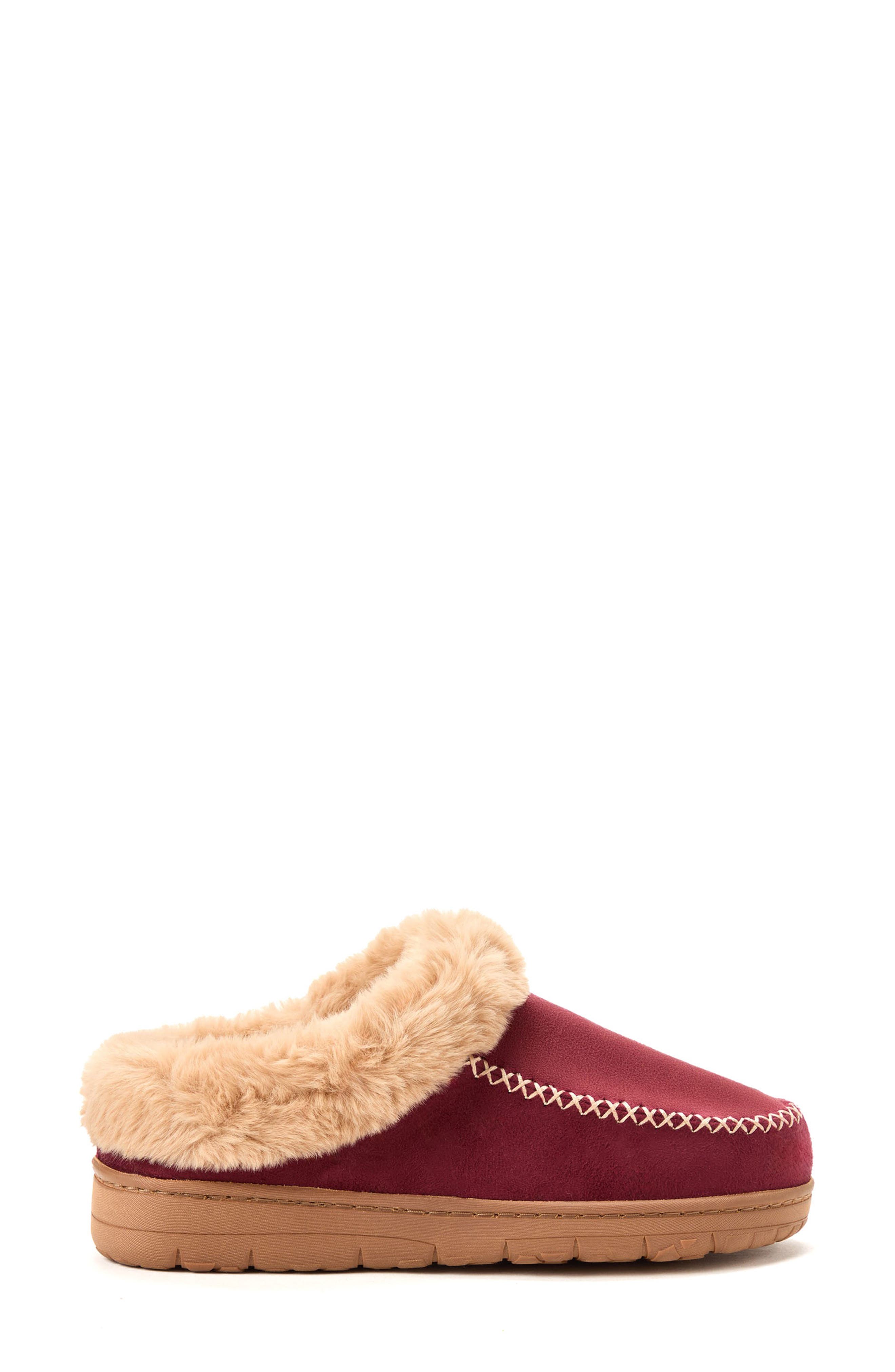 Microsuede Moc Toe Clog Slipper, Alternate, color, BERRY